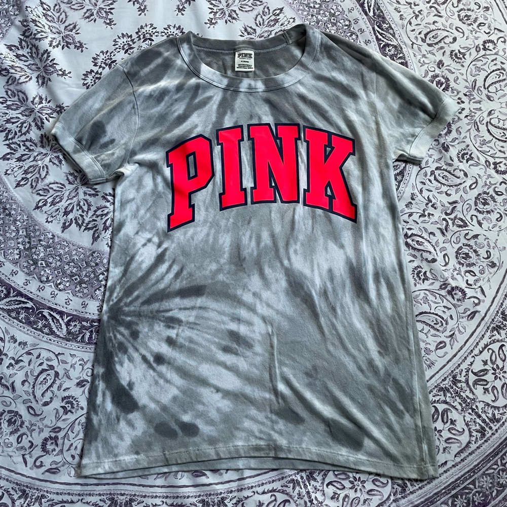 Victoria’s Secret Pink grey tie-dye T-shirt